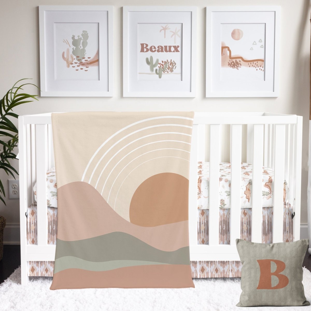 Boho Desert Sunset Minky Blanket - Boho Desert, gender_boy, Personalized_No