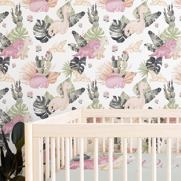 Boho Dino Peel & Stick Wallpaper - boho dino, gender_girl, Theme_Boho