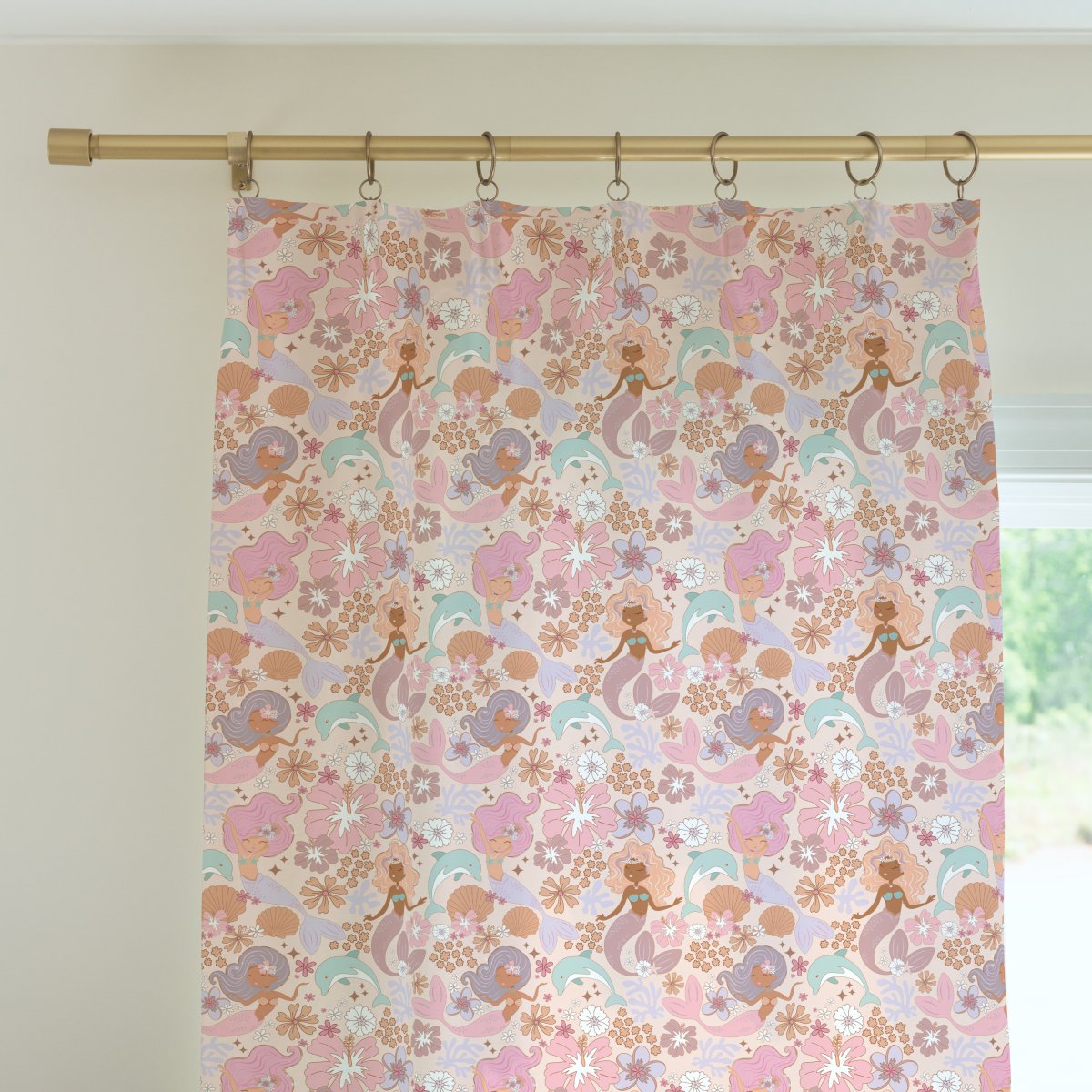 Boho Mermaids Curtain Panel - Boho Mermaids, gender_girl, Theme_Boho