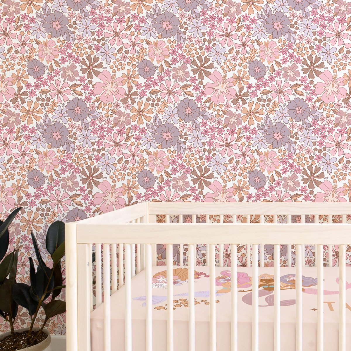 Boho Mermaids Floral Peel & Stick Wallpaper - Boho Mermaids, gender_girl, Theme_Boho