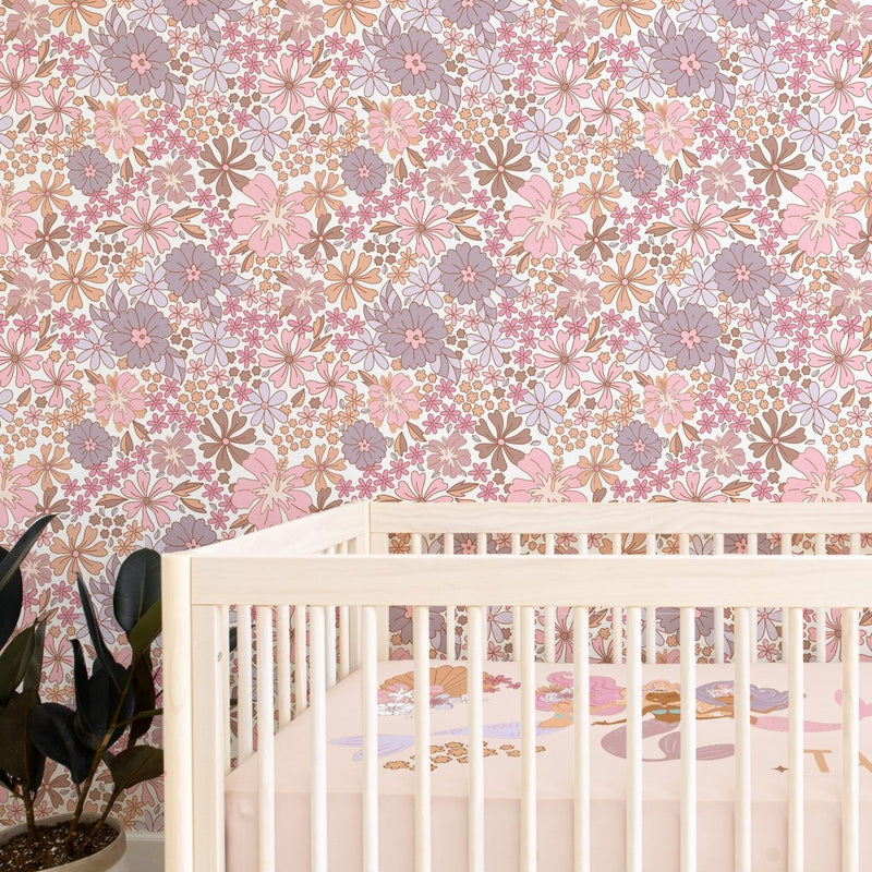 Boho Mermaids Floral Peel & Stick Wallpaper - Boho Mermaids, gender_girl, Theme_Boho