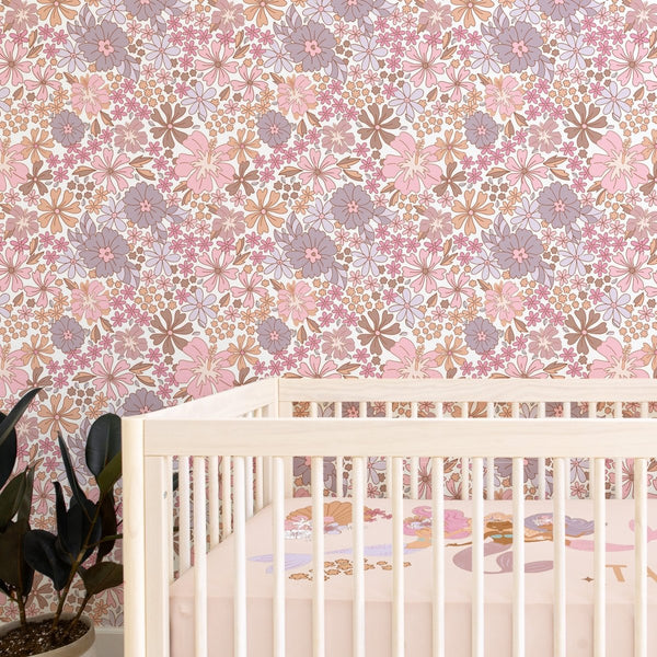 Boho Mermaids Floral Peel & Stick Wallpaper - Boho Mermaids, gender_girl, Theme_Boho