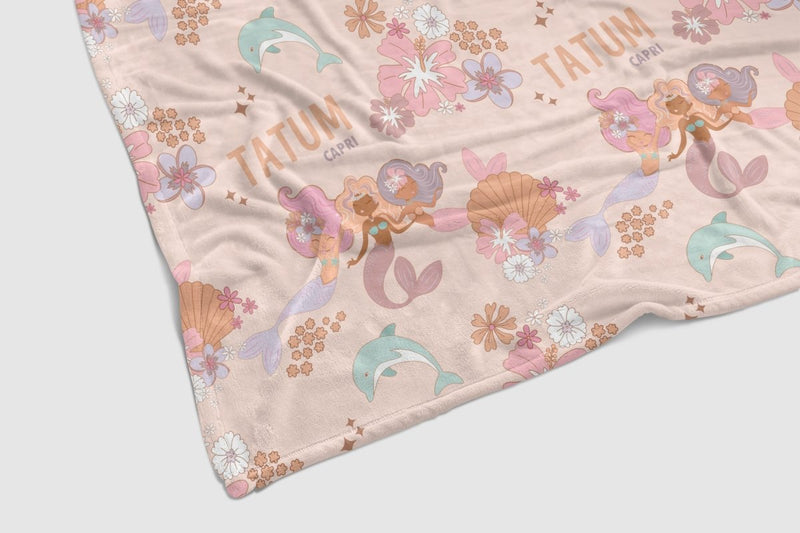 Boho Mermaids Personalized Baby Blanket - Boho Mermaids, gender_girl, Personalized_Yes