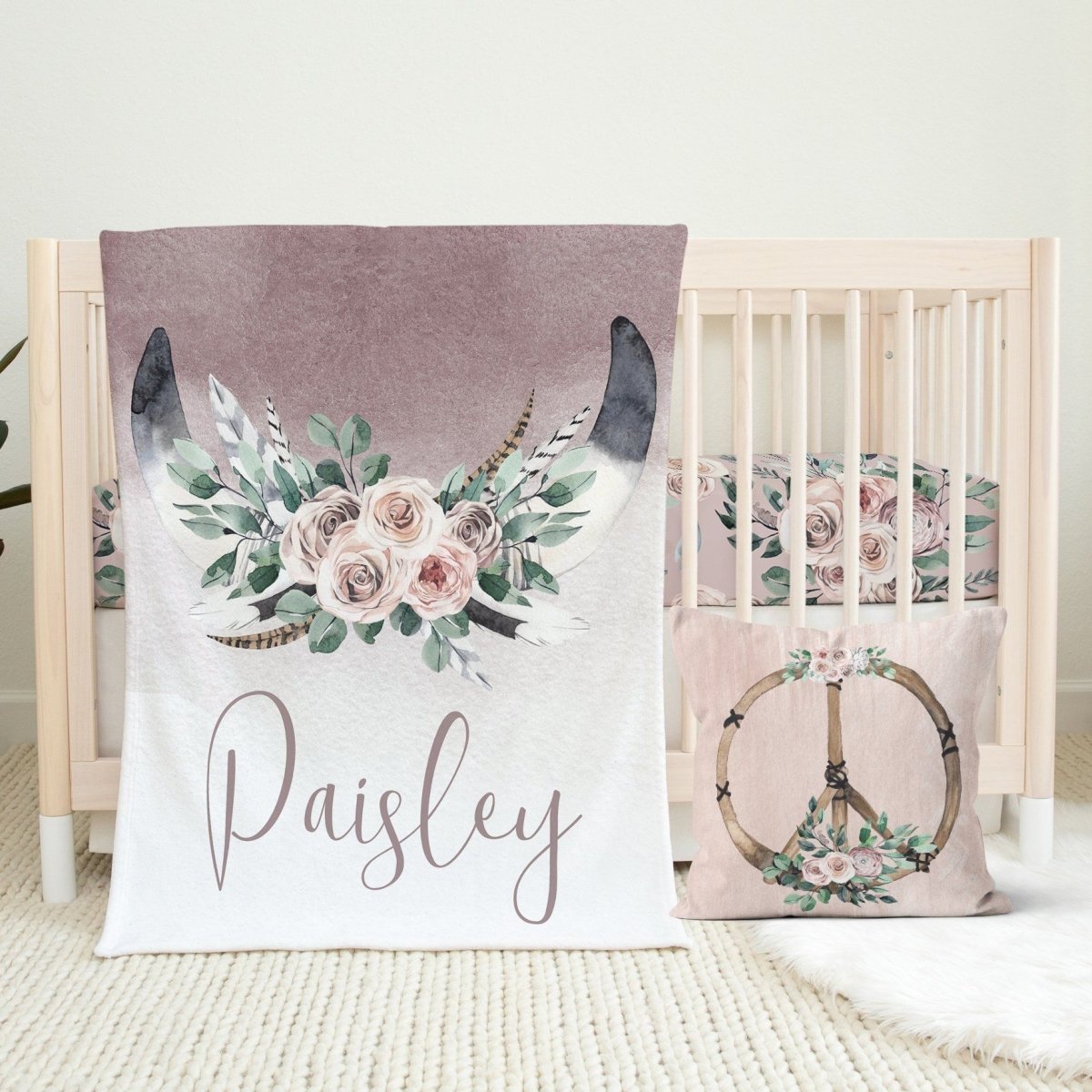 Boho Rose Peace Nursery Starter Set - Boho Rose, gender_girl, text