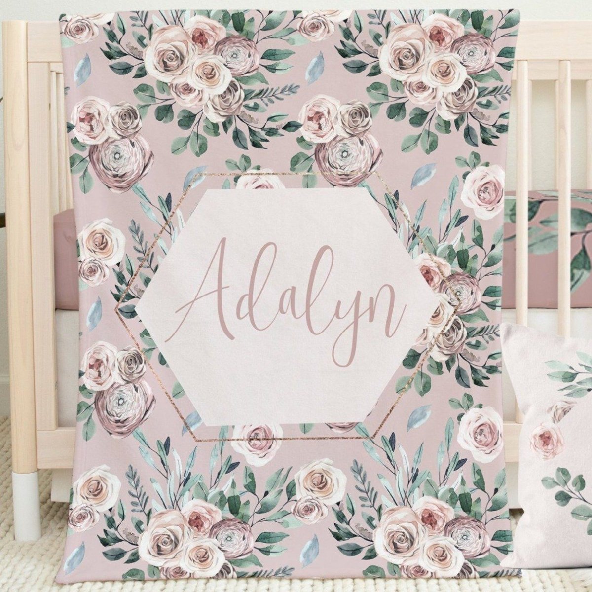 Boho Rose Personalized Minky Blanket - Boho Rose, gender_girl, Personalized_Yes