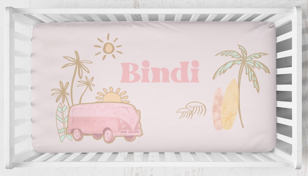 Boho Surfer Girl Crib Bedding - Boho Surfer Girl, gender_girl, text