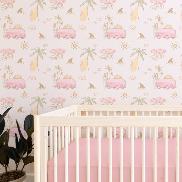 Boho Surfer Girl Peel & Stick Wallpaper - Boho Surfer Girl, gender_girl, Theme_Boho