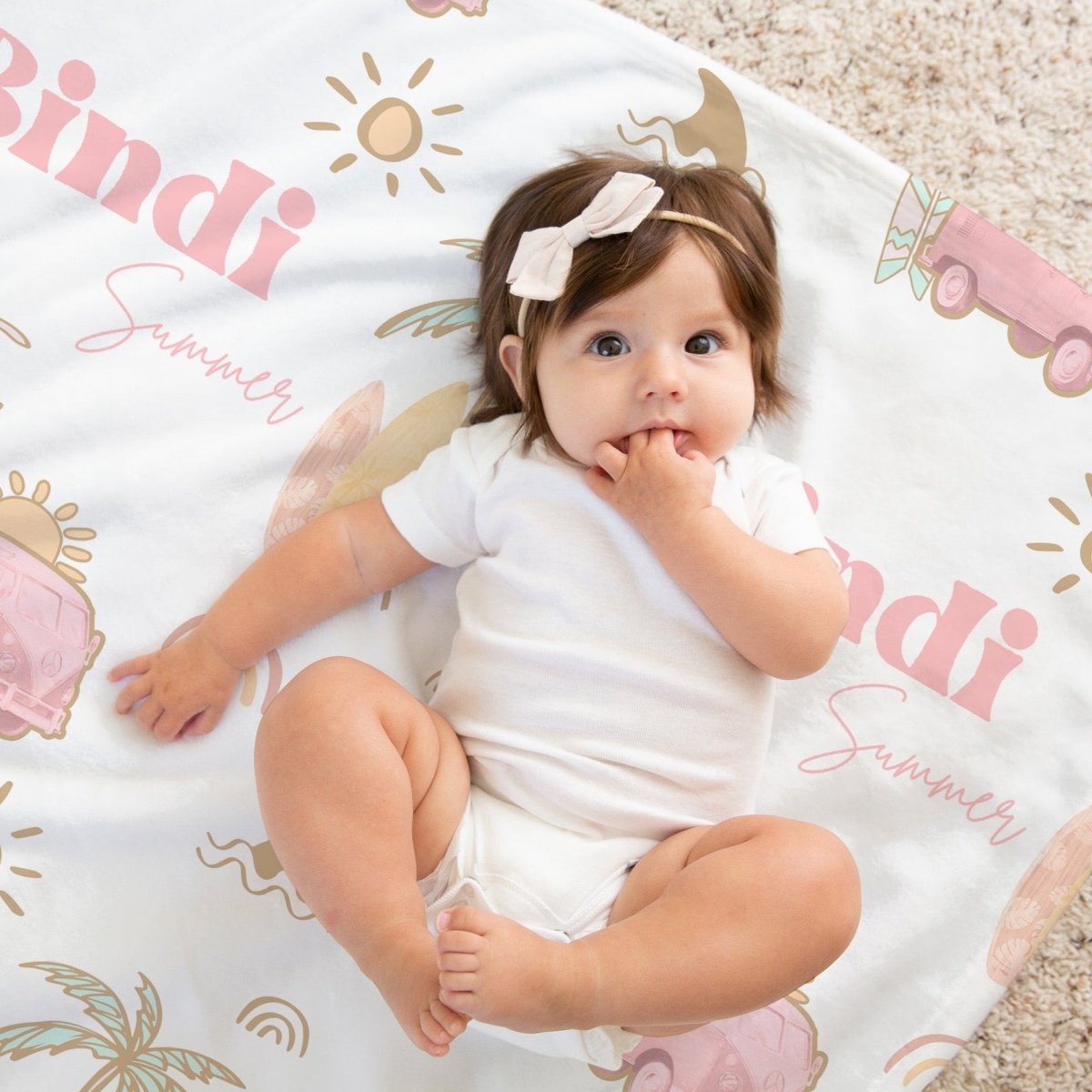 Boho Surfer Girl Personalized Baby Blanket - Boho Surfer Girl, gender_girl, Personalized_Yes