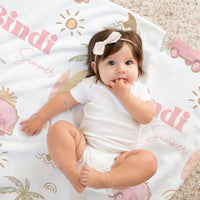 Boho Surfer Girl Personalized Baby Blanket - Boho Surfer Girl, gender_girl, Personalized_Yes