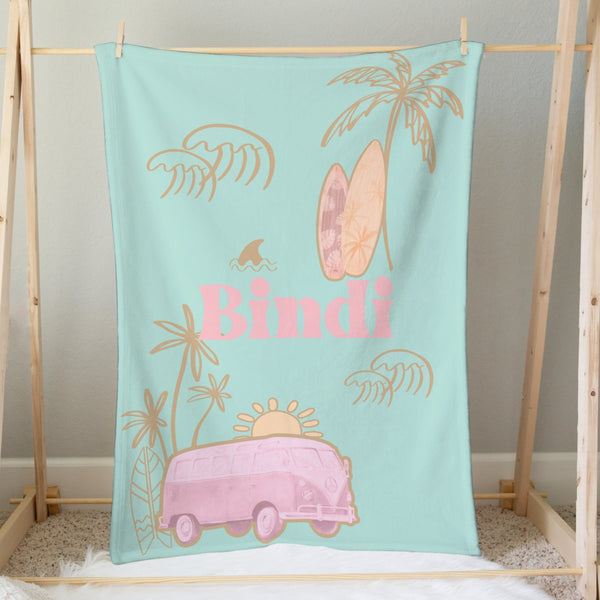 Boho Surfer Girl Personalized Minky Blanket - Boho Surfer Girl, gender_girl, Personalized_Yes