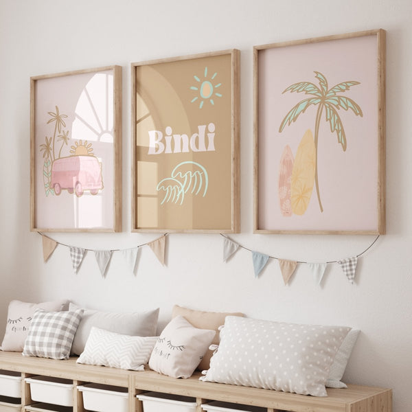 Boho Surfer Girl Personalized Nursery Art - Boho Surfer Girl, gender_girl, text
