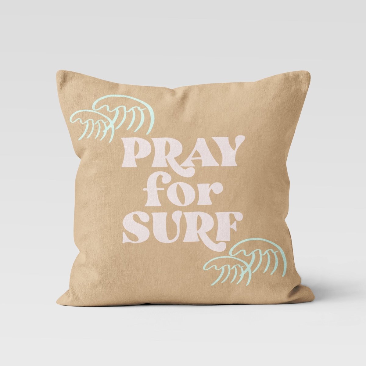 Boho Surfer Girl Pray for Surf Throw Pillow - Boho Surfer Girl, gender_girl, Theme_Boho