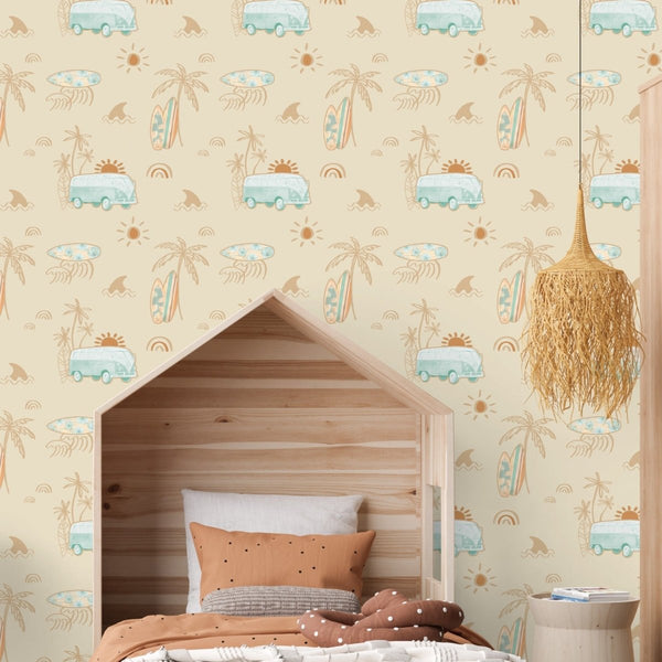 Boho Surfer Peel & Stick Wallpaper - Boho Surfer, gender_boy, gender_neutral