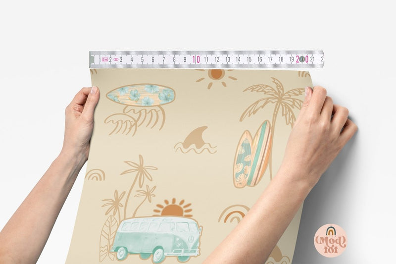 Boho Surfer Peel & Stick Wallpaper - Boho Surfer, gender_boy, gender_neutral