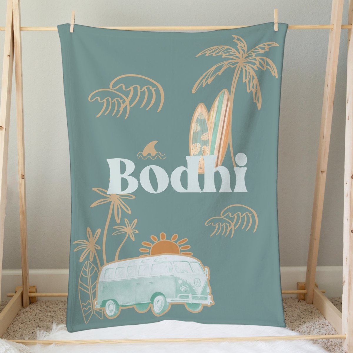 Boho Surfer Personalized Minky Blanket - Boho Surfer, gender_boy, gender_neutral