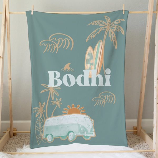 Boho Surfer Personalized Minky Blanket - Boho Surfer, gender_boy, gender_neutral