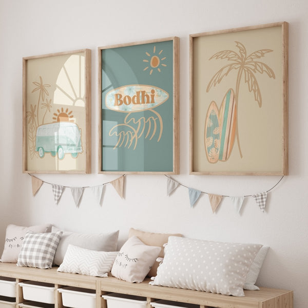 Boho Surfer Personalized Nursery Art - Boho Surfer, gender_boy, gender_neutral