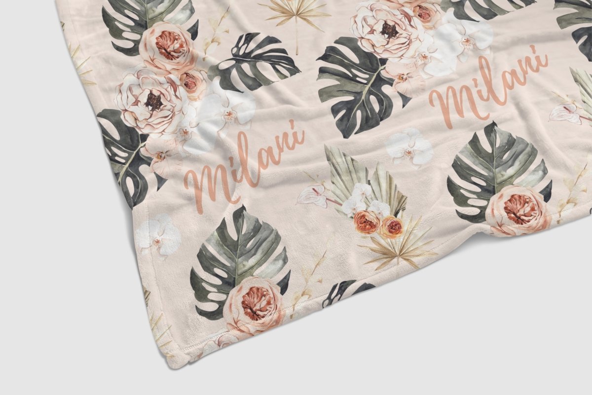 Boho Tropics Personalized Baby Blanket - Boho Tropics, gender_girl, Personalized_Yes