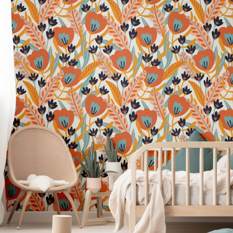 Boho Wildflower Peel & Stick Wallpaper - gender_girl, Theme_Boho, Theme_Floral