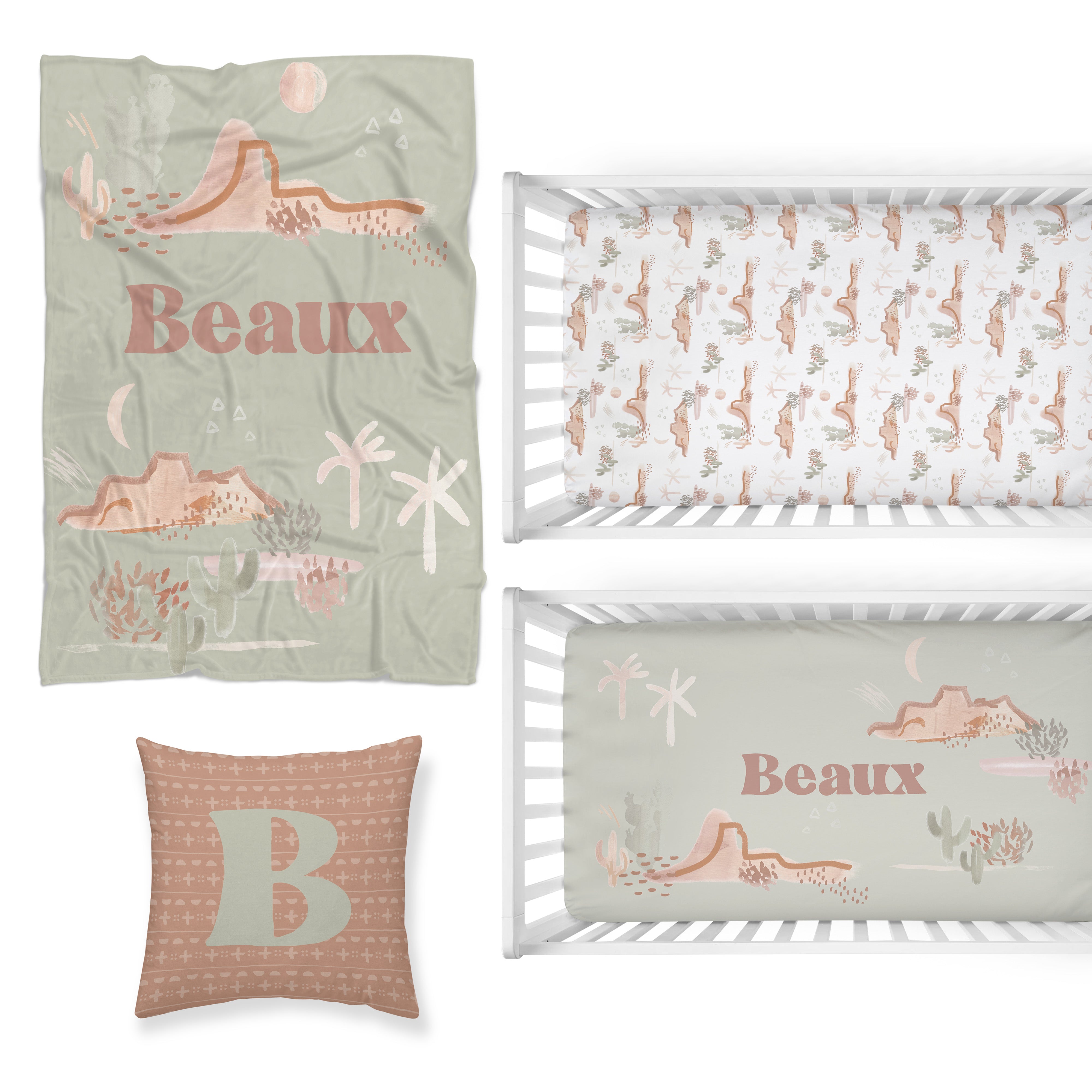 Boho Desert Sage Nursery Starter Crib Bedding Set