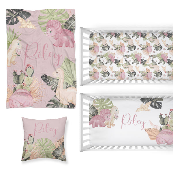 Boho Dino Nursery Starter Crib Bedding Set