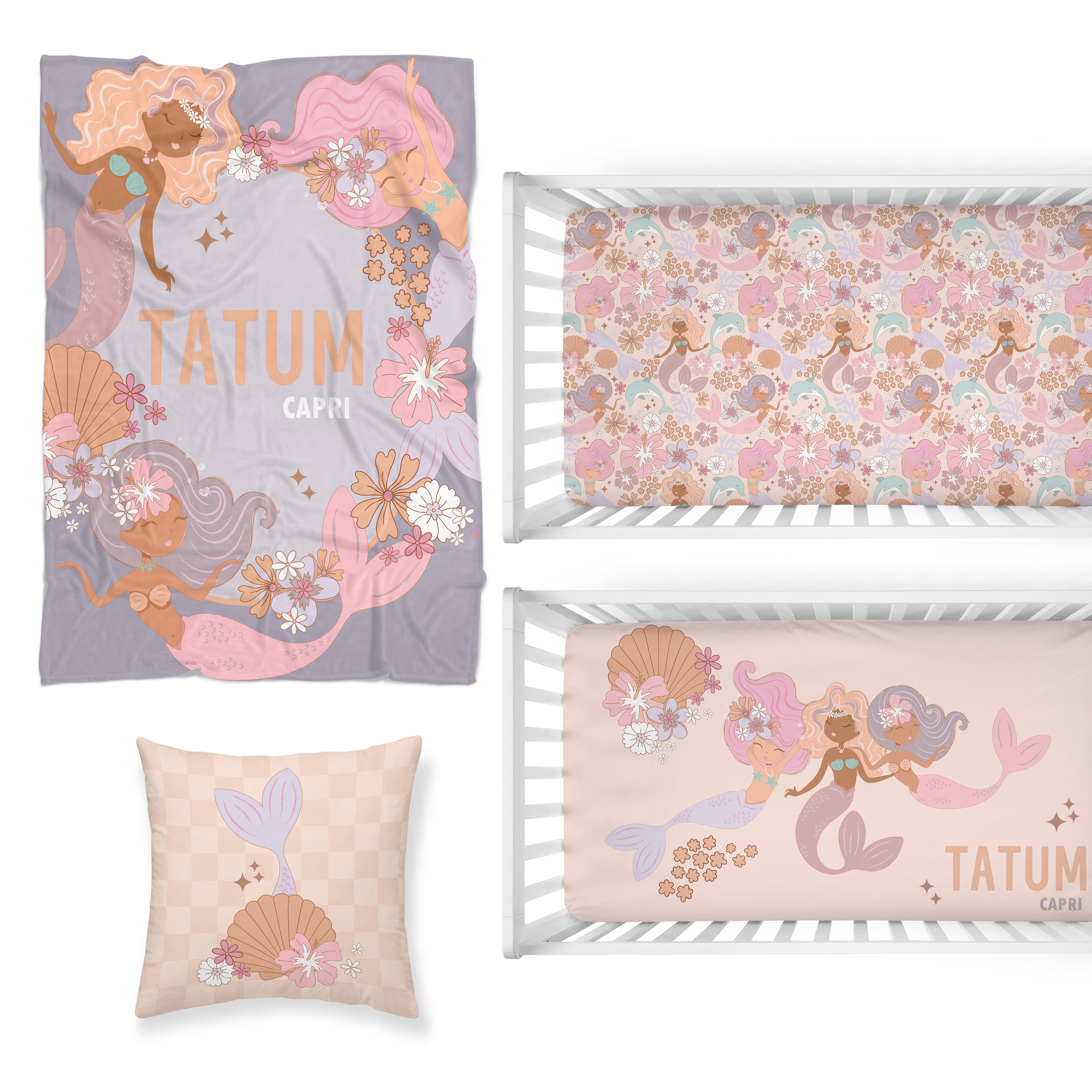 Boho Mermaids Nursery Starter Crib Bedding Set