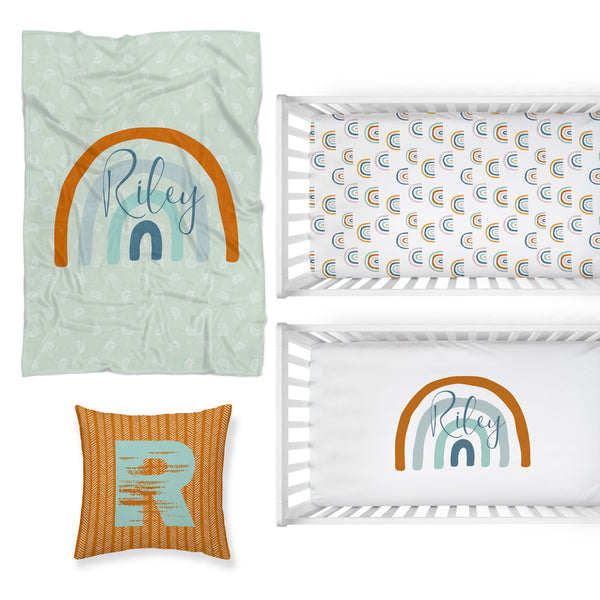 Boho Rainbow Nursery Starter Crib Bedding Set