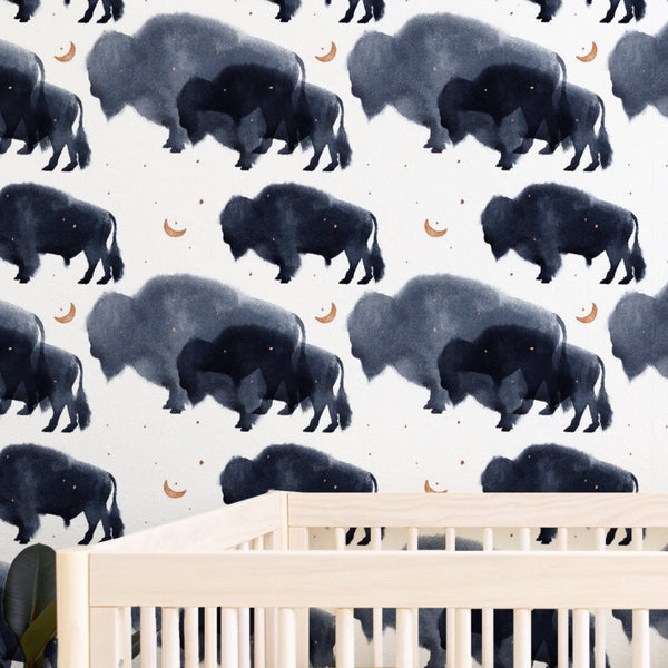 Buffalo Babe Peel & Stick Wallpaper - Buffalo Babe, gender_boy, Theme_Boho