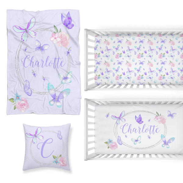 Butterfly Floral Nursery Starter Crib Bedding Set
