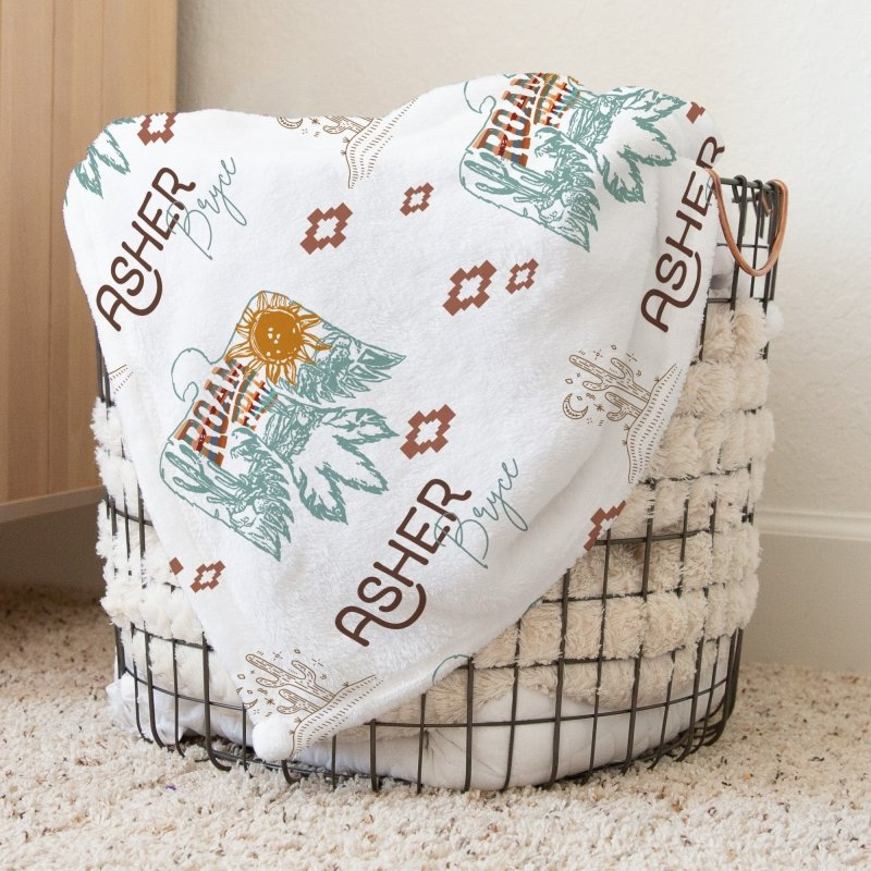 Roam Free Personalized Baby Blanket - gender_boy, Personalized_Yes, Roam Free