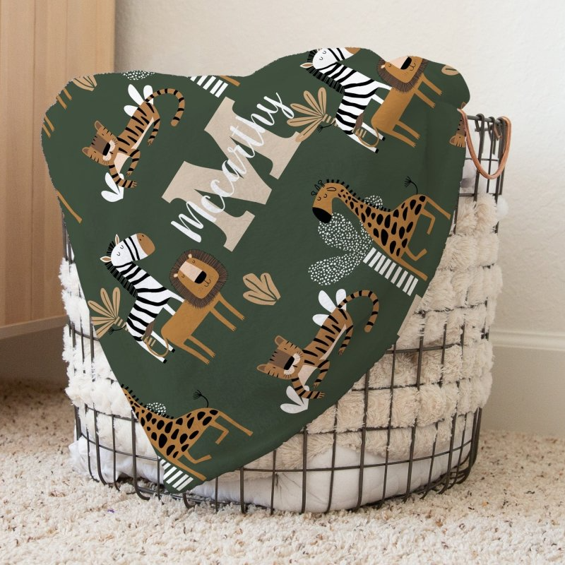 Mod Safari Personalized Baby Blanket - gender_boy, Mod Safari, Personalized_Yes