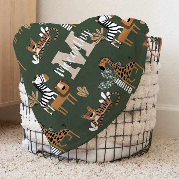 Mod Safari Personalized Baby Blanket - gender_boy, Mod Safari, Personalized_Yes