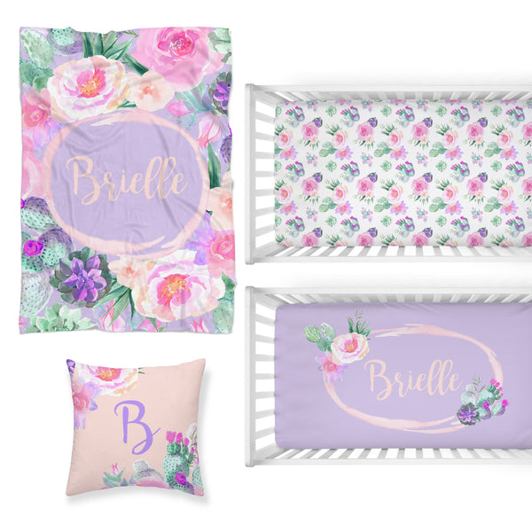 Cactus Floral Nursery Starter Crib Bedding Set