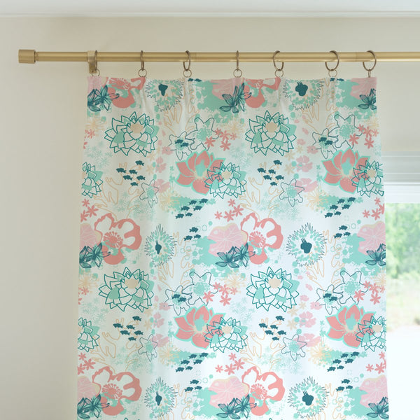 Coral Waves Curtain Panel - Coral Waves, gender_girl, Theme_Floral