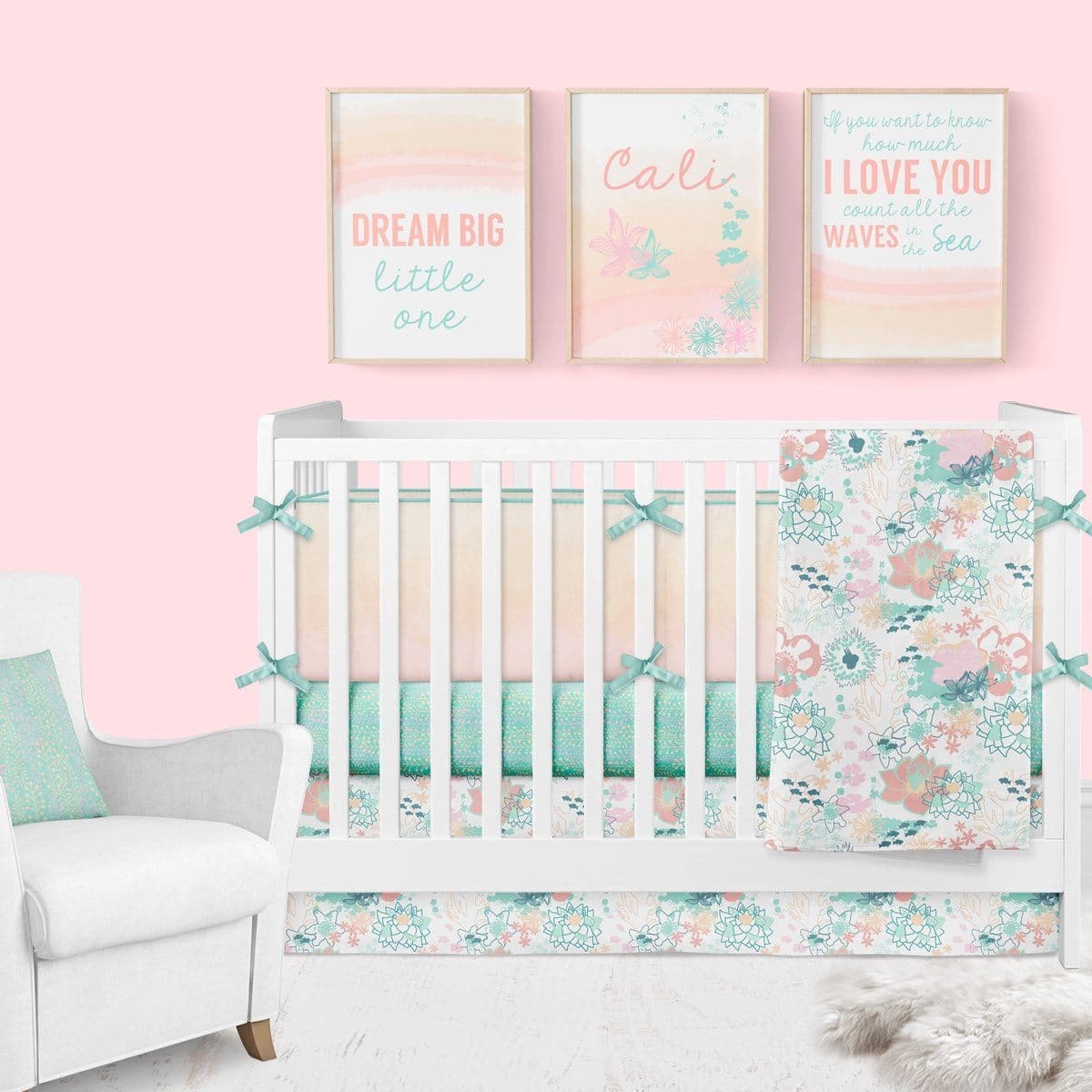 Coral Waves Minky Blanket - Coral Waves, gender_girl, Personalized_No