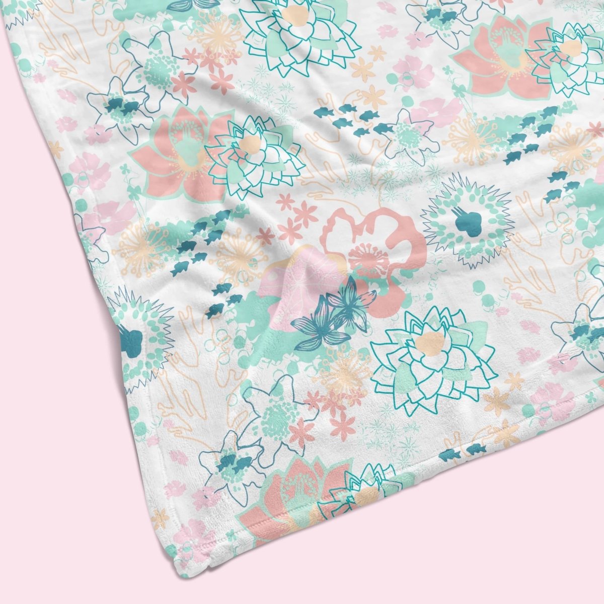 Coral Waves Minky Blanket - Coral Waves, gender_girl, Personalized_No
