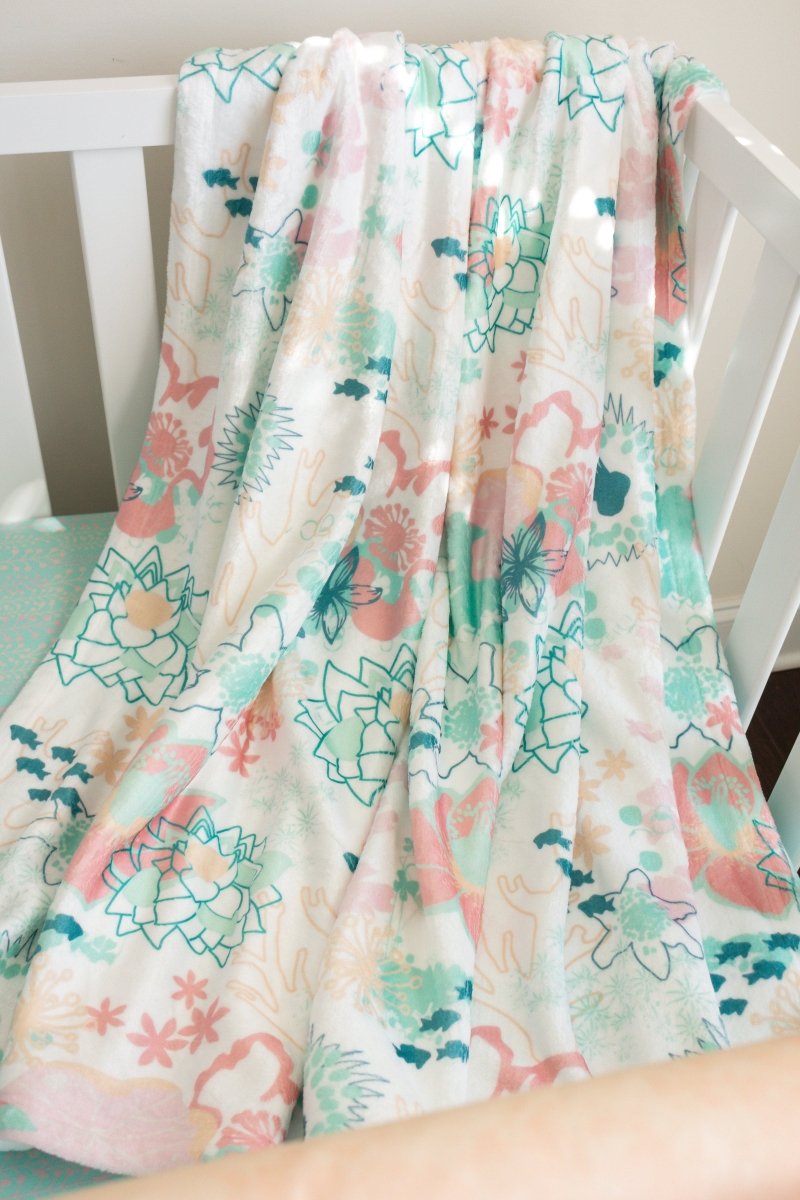 Coral Waves Minky Blanket - Coral Waves, gender_girl, Personalized_No