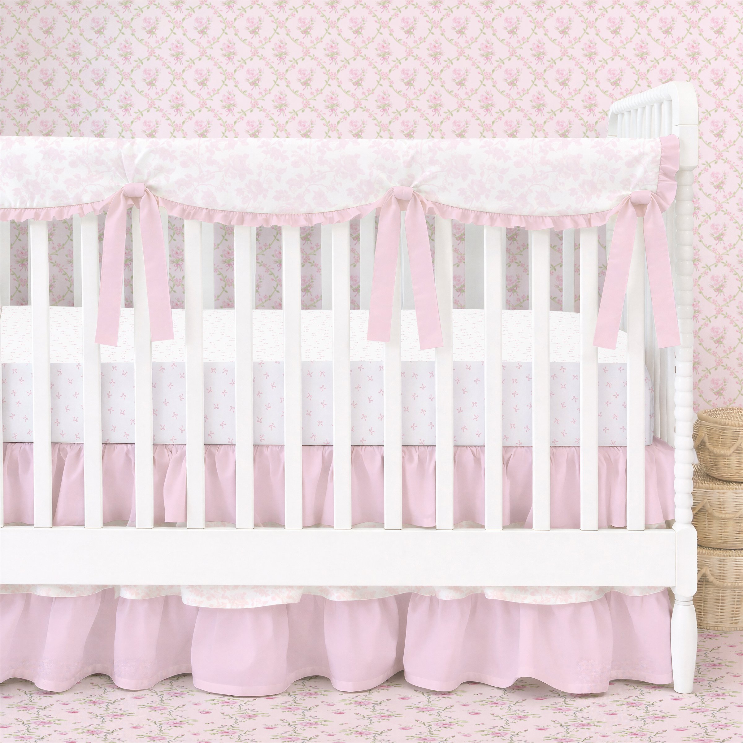 Ruffled Crib Skirt | Fancy Pink Toile