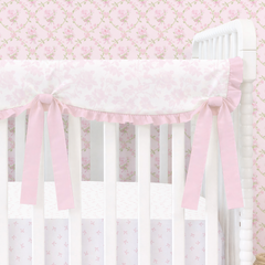 Crib Rail Cover | Scalloped Fancy Pink Toile