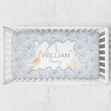 Personalized Crib Sheet | Goose & Bow Toile