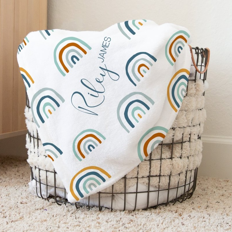 Boho Rainbow Personalized Baby Blanket - Boho Rainbow, gender_boy, gender_neutral