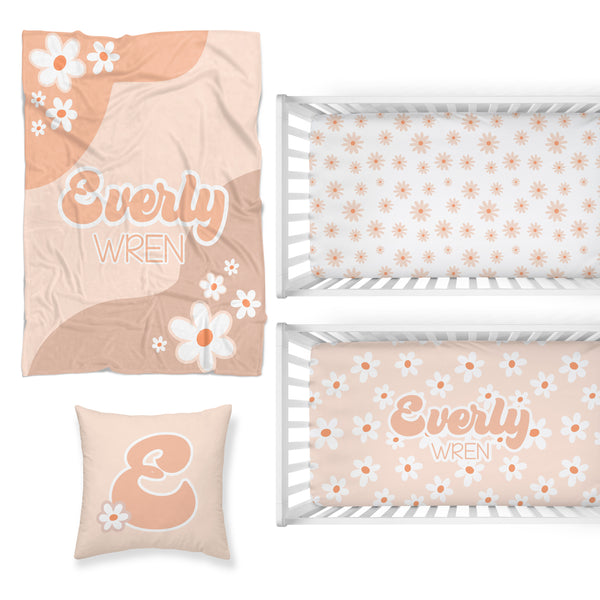 Daisy Floral Nursery Starter Crib Bedding Set