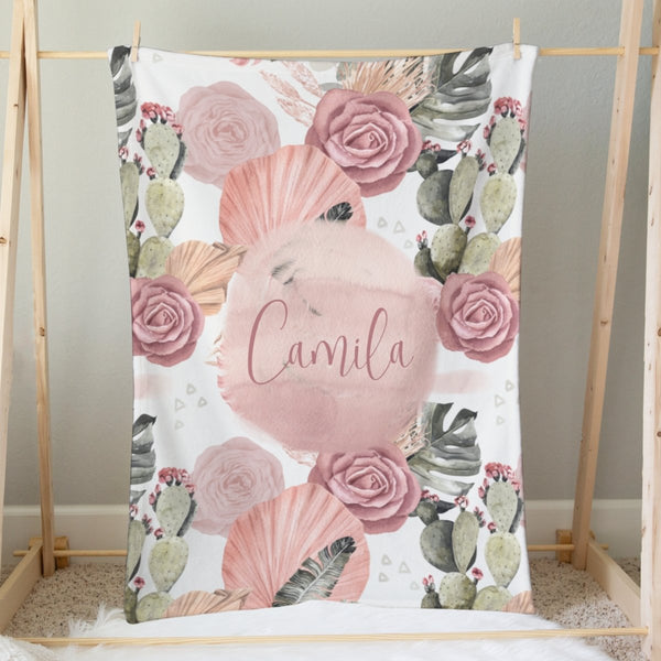 Desert Rose Personalized Minky Blanket - Desert Rose, gender_girl, text