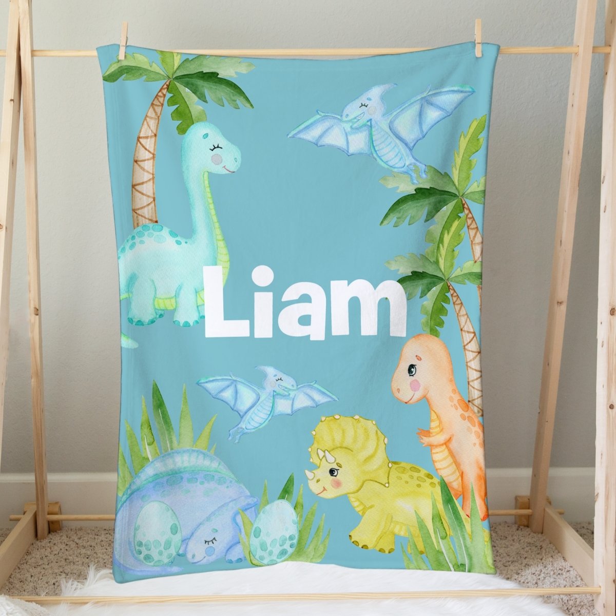 Dino Boy Personalized Minky Blanket - Dino Boy, gender_boy, Personalized_Yes