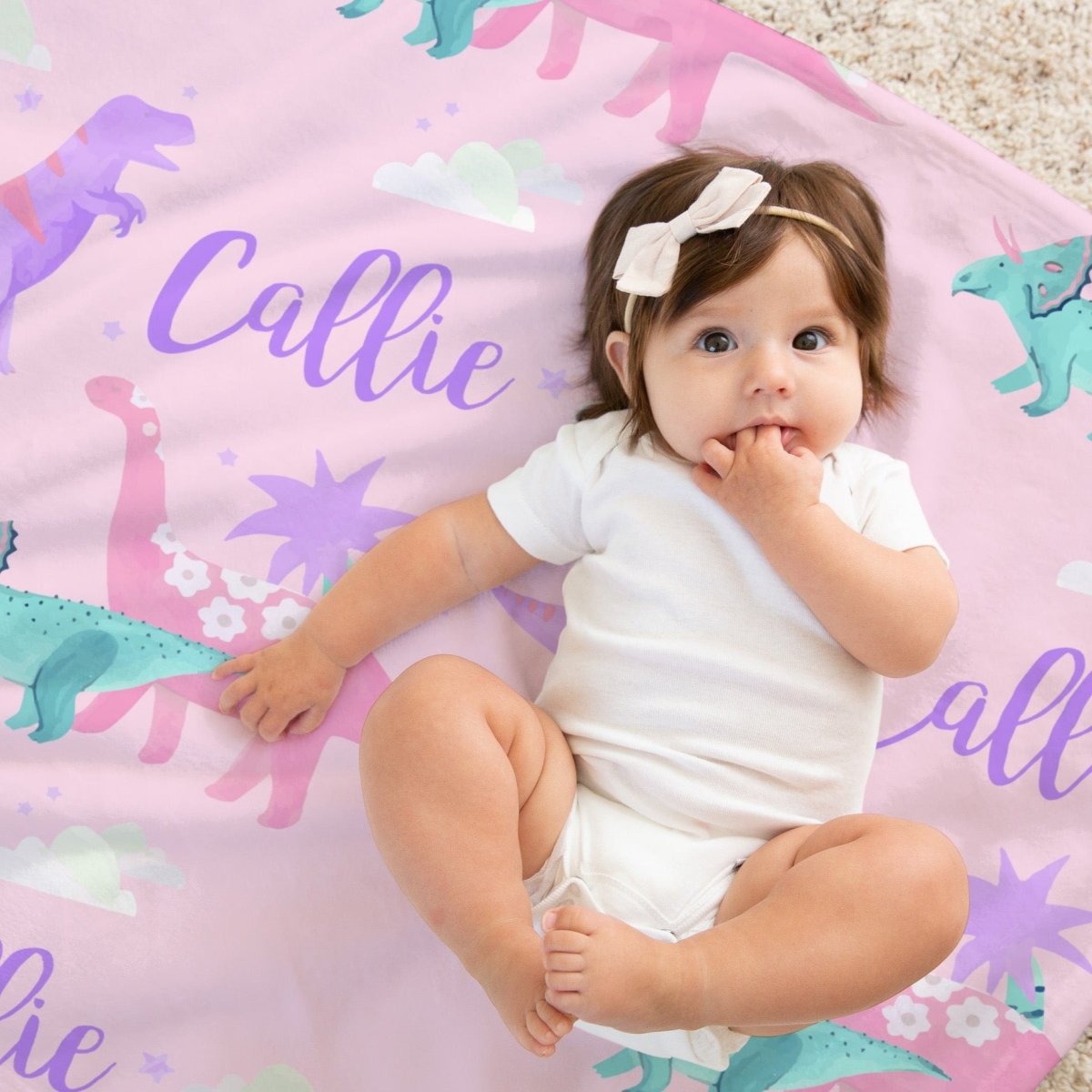 Dino Grrrl Personalized Baby Blanket - Dino Grrrl, gender_girl, text