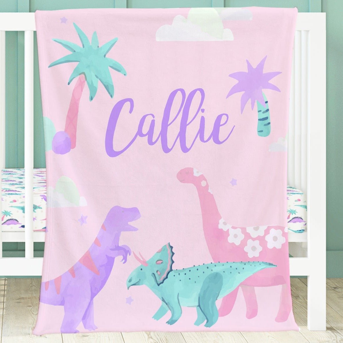 Dino Grrrl Personalized Minky Blanket - Dino Grrrl, gender_girl, text