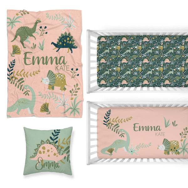 Dinosaur Garden Nursery Starter Crib Bedding Set