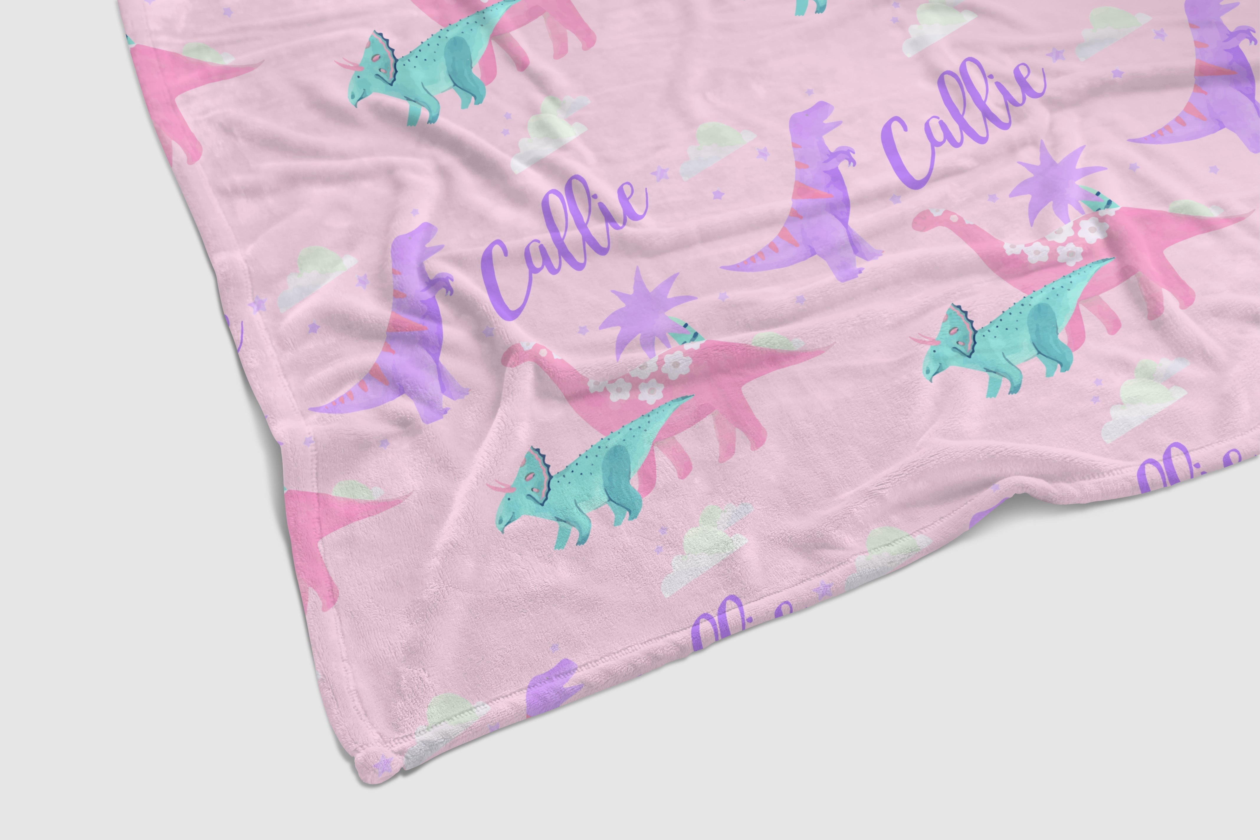 Dino Grrrl Personalized Baby Blanket - Dino Grrrl, gender_girl, text