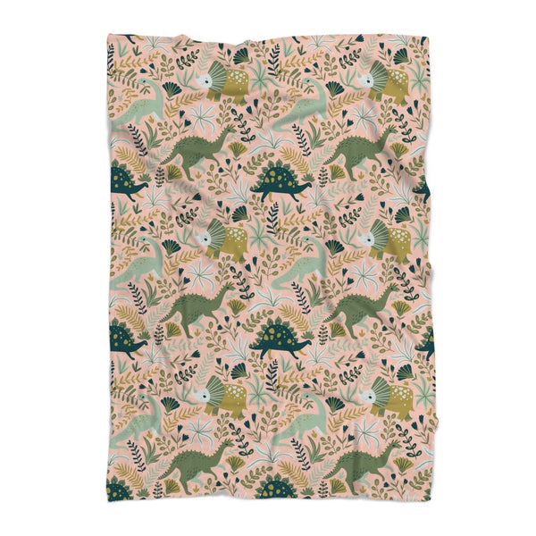 Dinosaur Garden Minky Blanket - Dinosaur Garden, gender_girl, Personalized_No