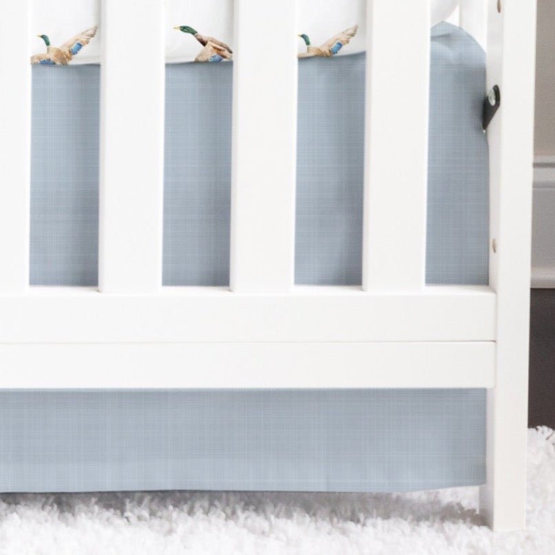 Duck Hunting Blue Crosshatch Crib Skirt - Duck Hunting, gender_boy, Theme_Woodland